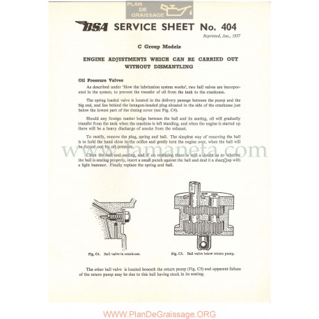 Bsa Service Sheet N 404 P1956 Ajustes De Motor Sin Desmontar Modelos Grupo C Ingles