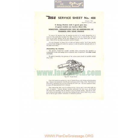 Bsa Service Sheet N 408 P1956 Removing Dismantling And Re Assembling Of Gearbox