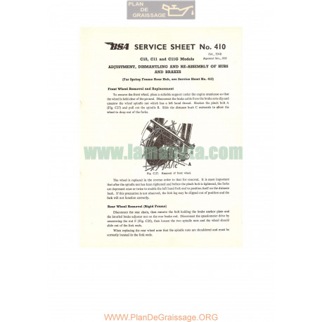 Bsa Service Sheet N 410 P1956 C10 C11g Hubs And Brakes