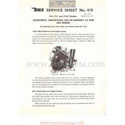 Bsa Service Sheet N 410 P1956 Desmontaje Y Montaje Carretes Y Frenos Modelos Grupo  C10 C11 Y C11g Ingles