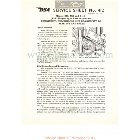 Bsa Service Sheet N 412 P1956 Desmonatje Y Montaje Carretes Y Frenos Tipo Plunger Modelos Grupo  C10 C11 Y C11g Ingles