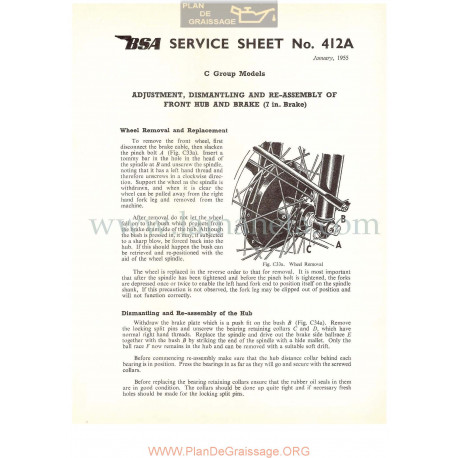 Bsa Service Sheet N 412a P1956 Desmontaje Y Montaje Carretes Y Frenos 7 In Brake Modelos Grupo  C Ingles