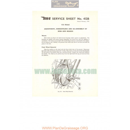 Bsa Service Sheet N 412b P1956 C12 Adjustment Hubs And Brakes