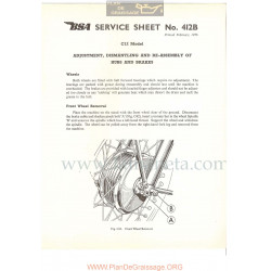 Bsa Service Sheet N 412b P1956 Desmontaje Y Montaje Carretes Y Frenos Modelos Grupo  C12 Ingles