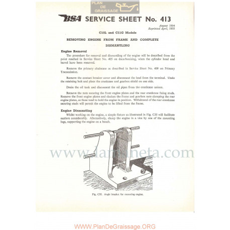 Bsa Service Sheet N 413 P1956 Desmontaje Motor Modelos Grupo  C10l Y C11g Ingles