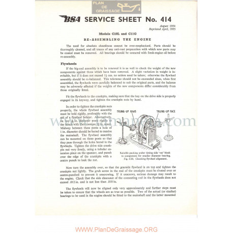 Bsa Service Sheet N 414 P1956 Montaje Motor Modelos Grupo  C10l Y C11g Ingles