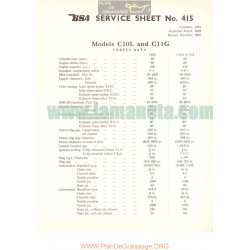 Bsa Service Sheet N 415 P1957 C10l C11g Useful Data