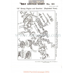 Bsa Service Sheet N 501 P1956 Despiece Motor Y Caja Cambio Modelos Grupo D Ingles