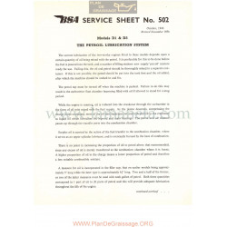 Bsa Service Sheet N 502 P1956 Sistema Lubricacion Modelos Grupo  D1 Y D3 Ingles