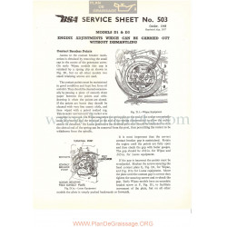 Bsa Service Sheet N 503 P1956 Ajustes De Motor Sin Desmontar Modelos Grupo  D1 Y D3 Ingles