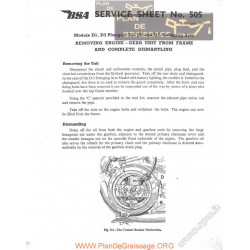 Bsa Service Sheet N 505 P1960 Engine Gear D1 Plunger D3 D5 D7