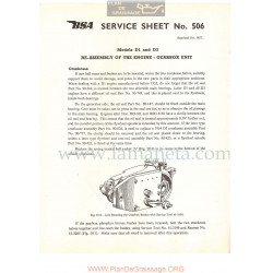 Bsa Service Sheet N 506 P1956 Montaje Motor Y Caja Cambio Modelos Grupo D1 Y D3 I