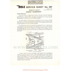 Bsa Service Sheet N 507 P1956 Transmision Primaria Modelos Grupo D1 Y D3 Ingles