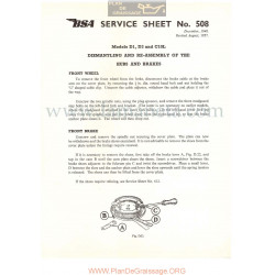 Bsa Service Sheet N 508 P1956 Desmonatje Y Montaje Carretes Y Frenos Modelos Grupo  D1 D3 Y C10l Ingles