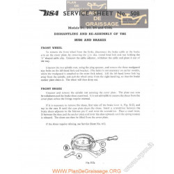 Bsa Service Sheet N 508 P1960 Hubsbrakes C10l D1 D3 D5