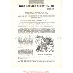 Bsa Service Sheet N 509 P1956 Desmontaje Horquilla Y Dirección Modelos Grupo D1 D3 Y C10l Ingles
