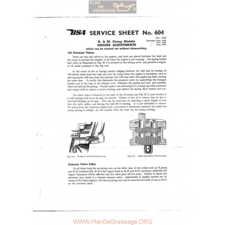Bsa Service Sheet N 604 P1967 Engine Adjustments