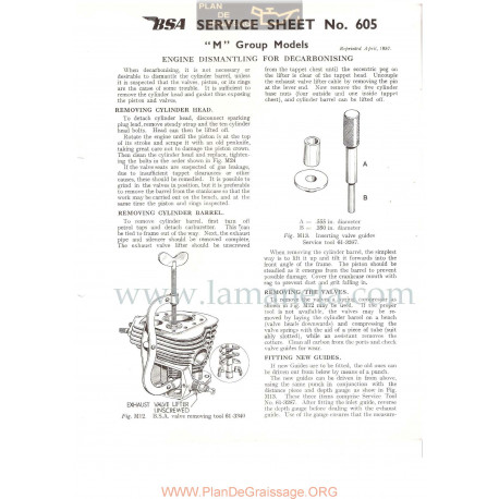 Bsa Service Sheet N 605 P1956 Desmonatje Para Limpieza De Descarbonizacion  Modelos Grupo M Ingles
