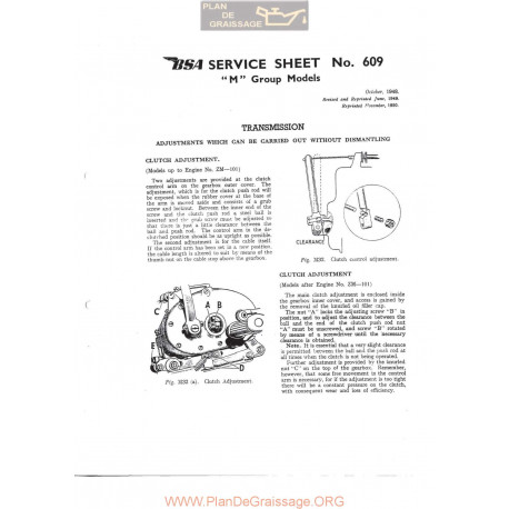 Bsa Service Sheet N 609 P1967 M Group Transmission Adjustments