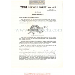 Bsa Service Sheet N 612 P1956 Revestimiento Frenos Modelos Grupo Todos Ingles