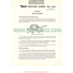 Bsa Service Sheet N 612 P1958 Brake Relining All Models