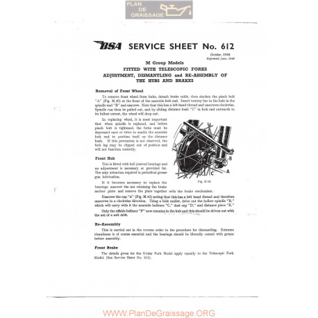 Bsa Service Sheet N 612 P1967 Teles Hubs And Brakes M Models 1948