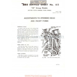 Bsa Service Sheet N 613 P1956 Ajustes Direccion Y Horquilla Modelos Grupo M Ingles