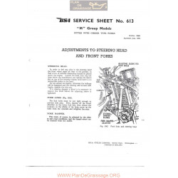 Bsa Service Sheet N 613 P1967 Girders Adjustments