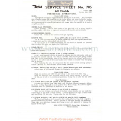 Bsa Service Sheet N 705 P1956 Todos Modelos  Atenciones Periodicas Cada 1000 Millas Ingles