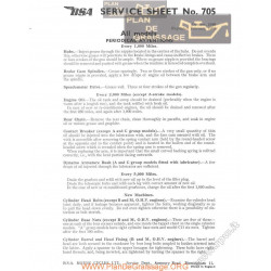 Bsa Service Sheet N 705 P1963 Periodical Attentions All Modell 1000 Miles