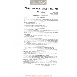 Bsa Service Sheet N 705 P1967 Carbs Maintainance
