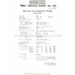 Bsa Service Sheet N 707 P1956 Gold Star Y Modelos Competicicon Ingles