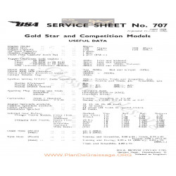 Bsa Service Sheet N 707 P1959 Useful Data Gold Star Competition