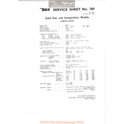 Bsa Service Sheet N 707 P1967 Gold Star Useful Info