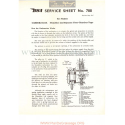 Bsa Service Sheet N 708 P1956 Carburador Monobloc Y Cuba Separada Todos Modelos Ingles