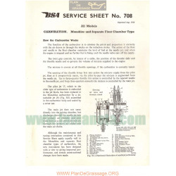 Bsa Service Sheet N 708 P1958 Monobloc Separate Float Chamber