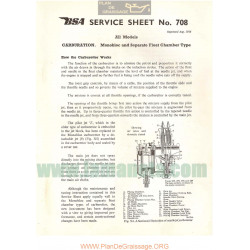 Bsa Service Sheet N 708 P1958 Monobloc Separate Float Chamber