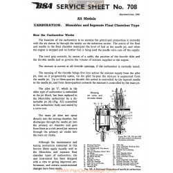Bsa Service Sheet N 708 P1959 Monobloc Carburation Separate Float Chamber