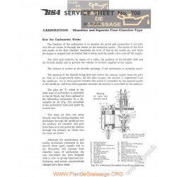 Bsa Service Sheet N 708 P1963 Carburation Monobloc