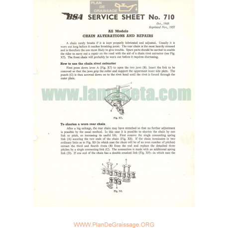 Bsa Service Sheet N 710 P1957 Chain Alteation And Refairs All Model