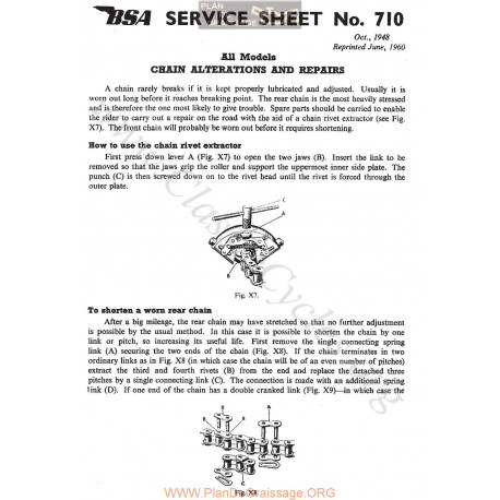 Bsa Service Sheet N 710 P1959 Chain Alterations And Repairs All Model