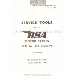 Bsa Service Sheet N 711 P1956 Herramientas Servicio Motocicletas 1938 A 1956 Ingles