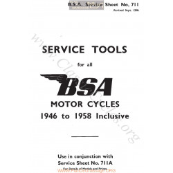 Bsa Service Sheet N 711 P1959 Service Tools