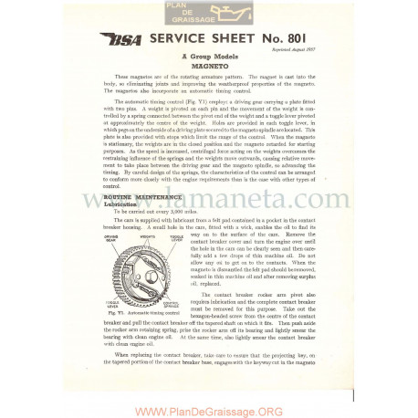 Bsa Service Sheet N 801 P1956 Magneto Modelos Grupo A Ingles