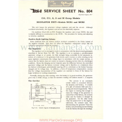 Bsa Service Sheet N 804 P1956 Regulador Mod Mcr1 Y Mcr2 Modelos Grupo C10 C11 A B Y M Ingles