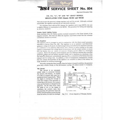 Bsa Service Sheet N 804 P1967 Regulator