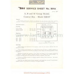 Bsa Service Sheet N 804a P1956 Regulador Mod Rb107 Modelos Grupo A B Y M Ingles