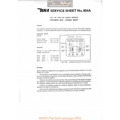 Bsa Service Sheet N 804a P1967 Control Box