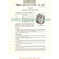 Bsa Service Sheet N 805 P1958 Battery Lead Acid
