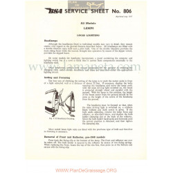 Bsa Service Sheet N 806 P1956 Lamparas Modelos Grupo Todos Ingles